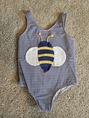Vintage Sweet Potato Navy Striped Bee One-Piece Swimsuit
